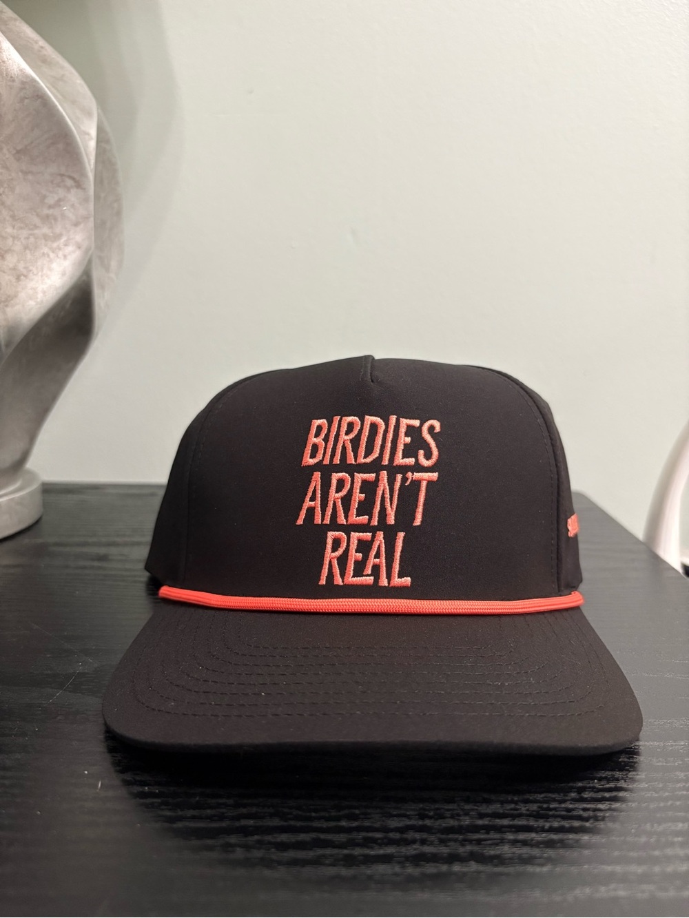 SHANKITGOLF “Birdies Aren't Real” Golf Hat Black/Orange Embroidered Adjustable